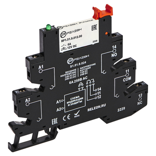 Интерфейсный модуль реле; 1 перекидной контакт 6А (~/= 12В AC/DC) винтовые зажимы