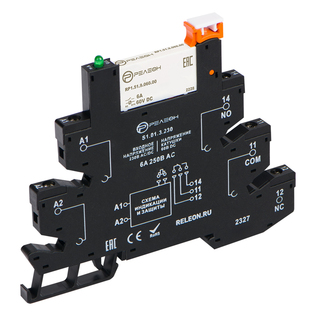 Интерфейсный модуль реле; 1 перекидной контакт 6А (~/= 230В AC/DC) подавление утечки тока; винтовые зажимы