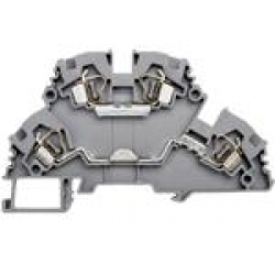 Клеммник 2-х ярусный пружинный 4мм.кв. (серый); YBK4-2F