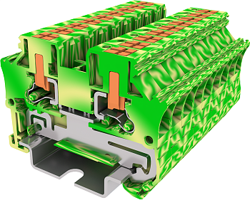 TPV4-2-PE Клемма TP 1-1 проходная боковой ввод, с заземл., Push-in, сеч.4мм2, желт-зел.