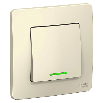 BLANCA С/У 1-клавишный ВЫКЛЮЧАТЕЛЬ (сх.1) с подсв., 10А, 250В, МОЛОЧНЫЙ