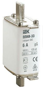 Плавкая вставка предохранителя ППНИ-33, габарит 00С, 6А