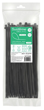 Стяжка кабельная нейлоновая 370х4.8 Чёрная (100шт) в пакете с замком ЗИП-ЛОК