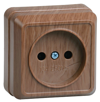 РС20-2-ОД Розетка 1местн. без з/к 10А откр.уст. ОКТАВА (дуб)