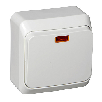 ЭТЮД О/У 1-клавишный ПЕРЕКЛЮЧАТЕЛЬ с подсветкой 10 АХ, БЕЛЫЙ, Россия