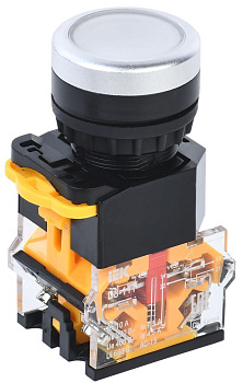 Кнопка D8-11T d=22мм 1NO+1NC с фиксацией белая IEK