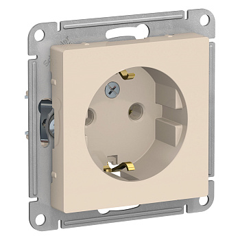 ATLASDESIGN РОЗЕТКА с заземлением, 16А, механизм, БЕЖЕВЫЙ