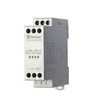 Контрольное реле для 3-фазных сетей; обрыв/чередование фаз, фиксированные регулировки; выход 2CO 8А; модульное, ширина 22.5мм; степень защиты IP20 Контрольное реле для 3-фазных сетей; обрыв/чередование фаз, фиксированные регулировки; выход 2CO 8А; модульное, ширина 22.5мм; степень защиты IP20