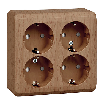 ЭТЮД О/У 4-местная РОЗЕТКА с заземлением со шторками 16А 250В, БУК, Россия