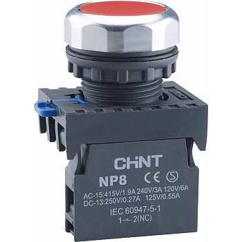Кнопка управления NP8-01BND 1НЗ красная AC/DC24В(LED) IP65 (R)(CHINT)