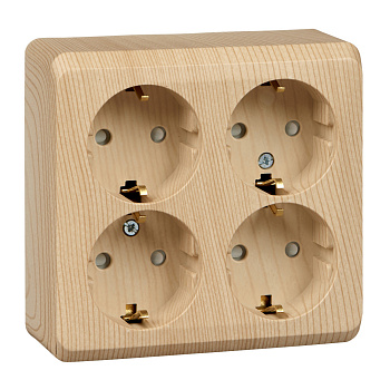 ЭТЮД О/У 4-местная РОЗЕТКА с заземлением со шторками 16А 250В, СОСНА, Россия