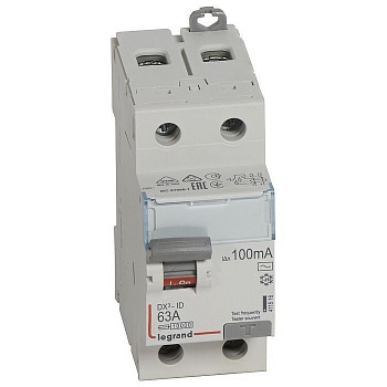 Выключатель дифференциального тока DX³-ID - 2П - 230 В~ - 63 А - тип AC - 100 мА - 2 модуля