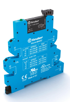 Интерфейсный модуль, твердотельное реле, серия MasterBASIC; выход 6A (24В DC); питание 12В DC; категория защиты IP20; винтовые клеммы