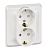 ЭТЮД С/У двойная РОЗЕТКА с заземлением со шторками 16А 250B, БЕЛЫЙ, Россия