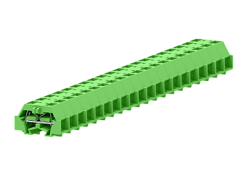 2-2 концевая проходная клемма с боковым подключением с защёлкивающимися ножками серии 241, зелён.