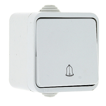 Прага Кнопка звонка 1-клавишная 10А IP44 белая EKF
