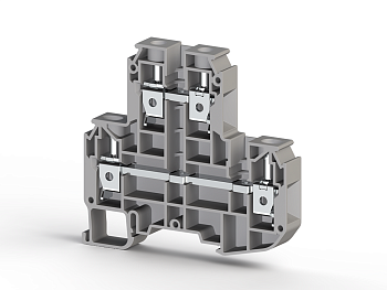 Клеммник 2-х ярусный  10мм.кв. (серый); PIK10N