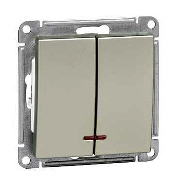 W59 2-клавишный ВЫКЛЮЧАТЕЛЬ с подсв. 10АХ, механизм, ШАМПАНЬ