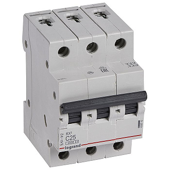 Автоматический выключатель трехполюсный RX3 4,5кА 25А 3П C