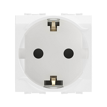 Электрическая розетка  с заземлением, со шторками, белая, 2мод. Электрическая розетка  с заземлением, со шторками, белая, 2мод.