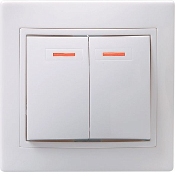 ВС10-2-1-КБ Выключатель 2кл с инд. 10А КВАРТА (белый)