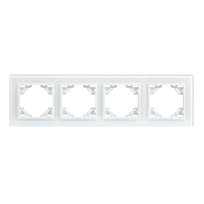 Минск Рамка 4-местная стеклянная белая EKF Basic