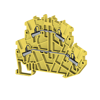 Клеммник 2-х ярусный пружинный быстрозажимной (Push in), 4 мм.кв. (бежевый); PYK4-2F