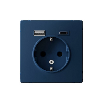 ARTGALLERY РОЗЕТКА 16А с 2 USB A+C, 5В/2,4А/3,0А, 2х5В/1,5А, механизм, АКВАМАРИН