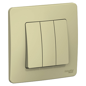 BLANCA С/У 3-клавишный ВЫКЛЮЧАТЕЛЬ (cх.1+1+1), 10А, 250В, БЕЖЕВЫЙ