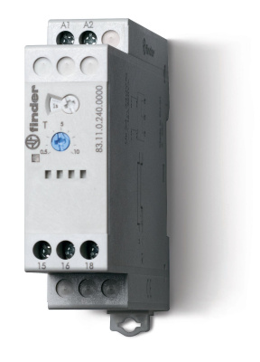 Модульный таймер 1-функциональный (AI); питание 24…240В АС/DC; 1CO 16A; ширина 22.5мм; регулировка времени 0.05с…10дней; степень защиты IP20