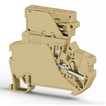 Клеммник пруж.б/зажим. (Push in) с держ.пред.(5х25) с инд. 220VAC, 4 мм.кв. (бежевый); PYK 4SLD 220VAC (5x25)