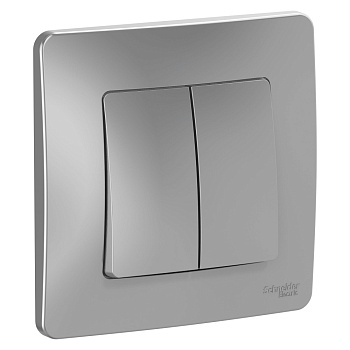 BLANCA С/У 2-клавишный ПЕРЕКЛЮЧАТЕЛЬ (cх.6+6), 10А, 250В, АЛЮМИНИЙ