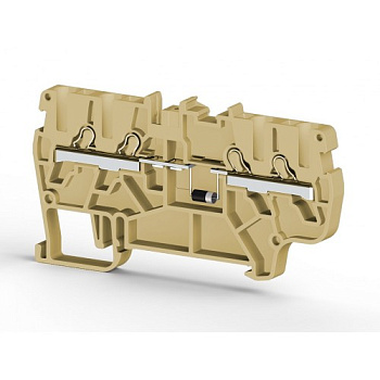 Клеммник пруж.быстрозажимной (Push in), 4-х выводной, 2,5мм.кв., (бежевый); PYK 2,5СD