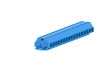 2-2 проходная клемма с боковым подключением с крепёжными фланцами серии 240, синяя
