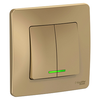 BLANCA С/У 2-клавишный ВЫКЛЮЧАТЕЛЬ (сх.5) с подсветкой, 10А, 250В, ТИТАН BLANCA С/У 2-клавишный ВЫКЛЮЧАТЕЛЬ (сх.5) с подсветкой, 10А, 250В, ТИТАН