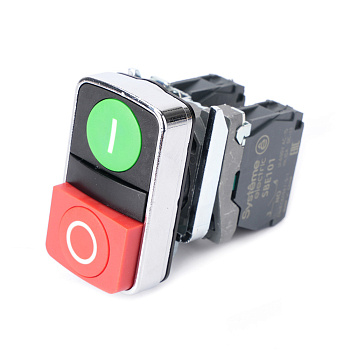 Кнопка SB4 двойная в сборе модульная 22мм зеленая "I"+красная "O" металл