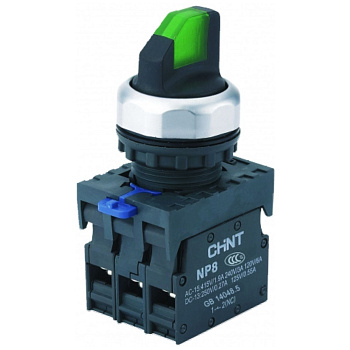 Переключатель управления с фиксацией NP8-20X/31 без подсветки зелёная 2НО IP65 (R)(CHINT)