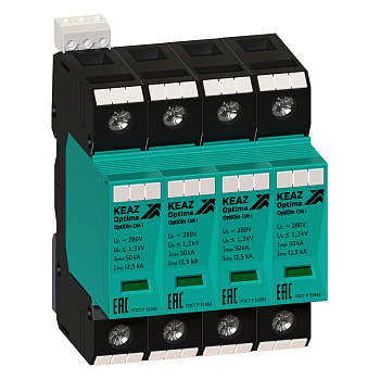 Ограничитель импульсных перенапряжений (УЗИП) OptiDin OM-I-4-280/12,5/RS