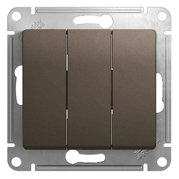 GLOSSA 3-клавишный ВЫКЛЮЧАТЕЛЬ,сх.1+1+1, 10АХ, механизм, ШОКОЛАД