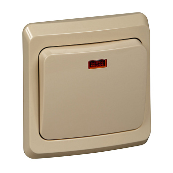 ЭТЮД С/У 1-клавишный ВЫКЛЮЧАТЕЛЬ с подсветкой 10 АХ,КРЕМОВЫЙ, Россия