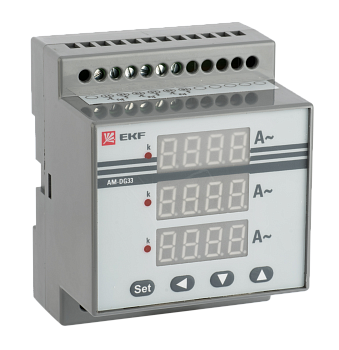 Амперметр AD-G33 цифровой на DIN трехфазный EKF PROxima (без поверки
