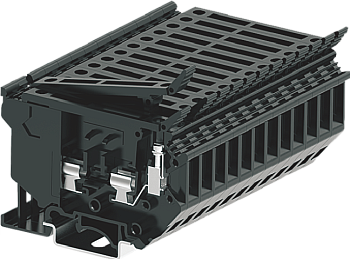 Клемма на DIN-рейку винт. 6 мм2 2 конт. С держат. Предохранит черн.