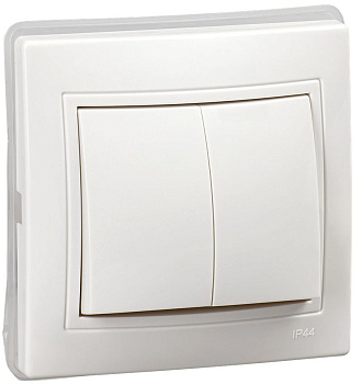 KVARTA Выключатель 2кл ВС10-2-0-КБ-44 10А IP44 бел. IEK KVARTA Выключатель 2кл ВС10-2-0-КБ-44 10А IP44 бел. IEK