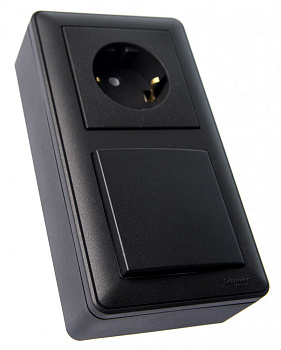 W59 КОРОБКА подъемная для наружного монтажа с рамкой 2-местная, ЧЕРНЫЙ БАРХАТ