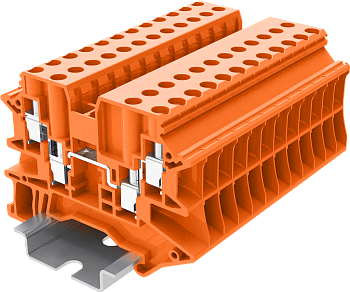 Клемма на DIN-рейку винт. 4 мм2 4 конт. проходная оранж.