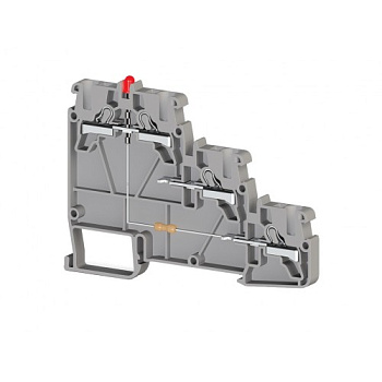 Клеммник пруж.быстрозажимной (Push in) 3-х ярусн. для датчиков, с индикатором 2,5 мм.кв., (серый); PYK 3S PNP 24VDC