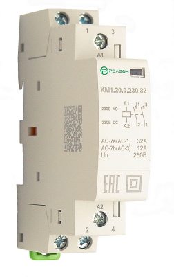 Модульный контактор 2НО контакта 32А (~/= 230В AC/DC)