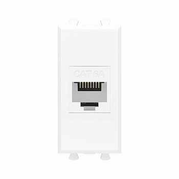 Компьютерная розетка RJ-45 без шторки модульная , кат.6А, "Avanti", "Белое облако", 1 модуль