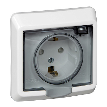 ЭТЮД IP44 С/У РОЗЕТКА с заземлением со штороками 16А 250B, БЕЛЫЙ, Россия