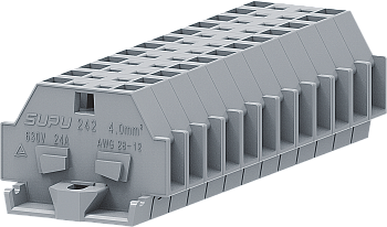 1-1 проходная клемма с боковым подключением с фиксирующим фланцем серии 242, серая